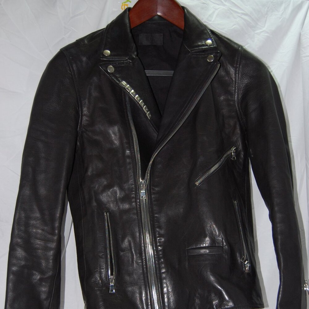 S/M ❤️ RTA Eyelet Black Women's Real Leather Biker Riding Moto jacket